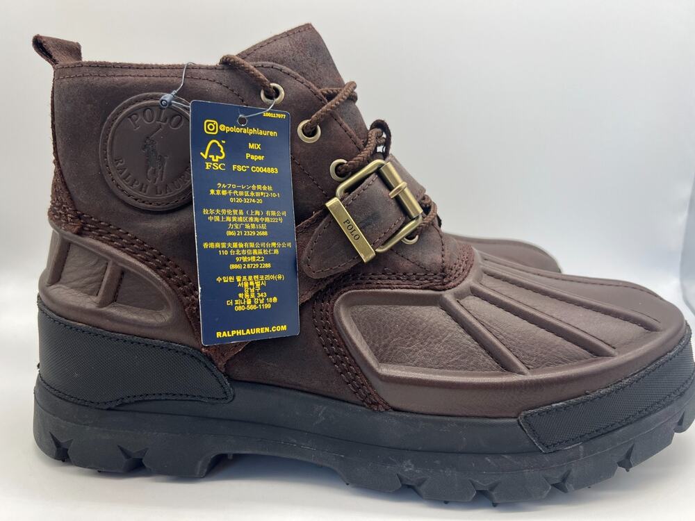 Polo Ralph Lauren Oslo Dark Brown Low Boots HydroGuard Men's 11D NEW